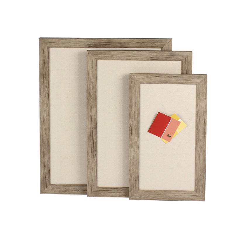 DesignOvation Beatrice Framed Linen Fabric Pinboard, 13x23, Rustic Brown - Image 2